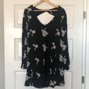 Free People Emma Austin floral embroidered black tunic dress